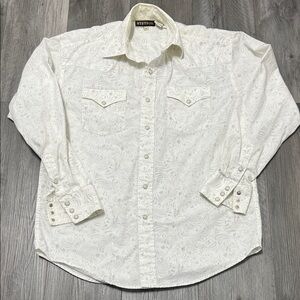 Stetson men’s pearl snap western style button down shirt / size M
